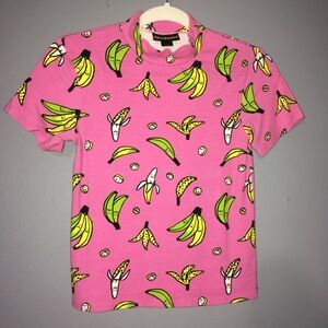 🍌 NOOWORKS Mock Neck Bananas tee, small — EUC